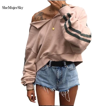 

SheMujerSky Women Sweatshirts Slash Neck Sweat femme sudaderas mujer 2017 poleron mujer capucha