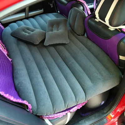 Универсальный надувной матрас на заднем сиденье для автомобиля, кровать для путешествий, многофункциональный походный коврик, матрас, подушка с подушками - Цвет: Черный