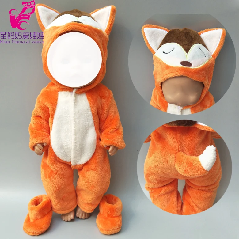 

40cm doll clothes for 38cm Baby doll clothes pants cute cartoon fox set for 17inch doll fur clothes set