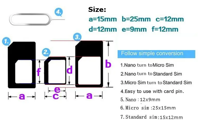 10 шт. 4 в 1 адаптер для сим-карты преобразование NanoSIM карты в микро стандартный адаптер для iPhone7 5 5S 6 6s Plus для Xiaomi для huawei