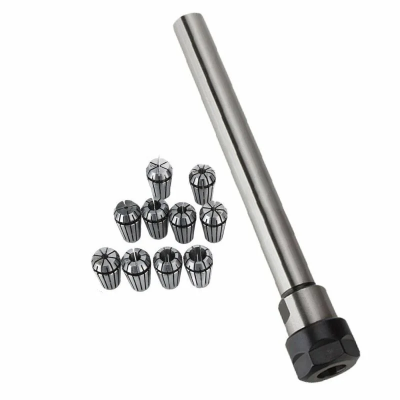 

10pcs Spring Collets 1*Straight Shank Chuck C16-ER16A-150L Straight Shank Chuck Milling Lathe Tool