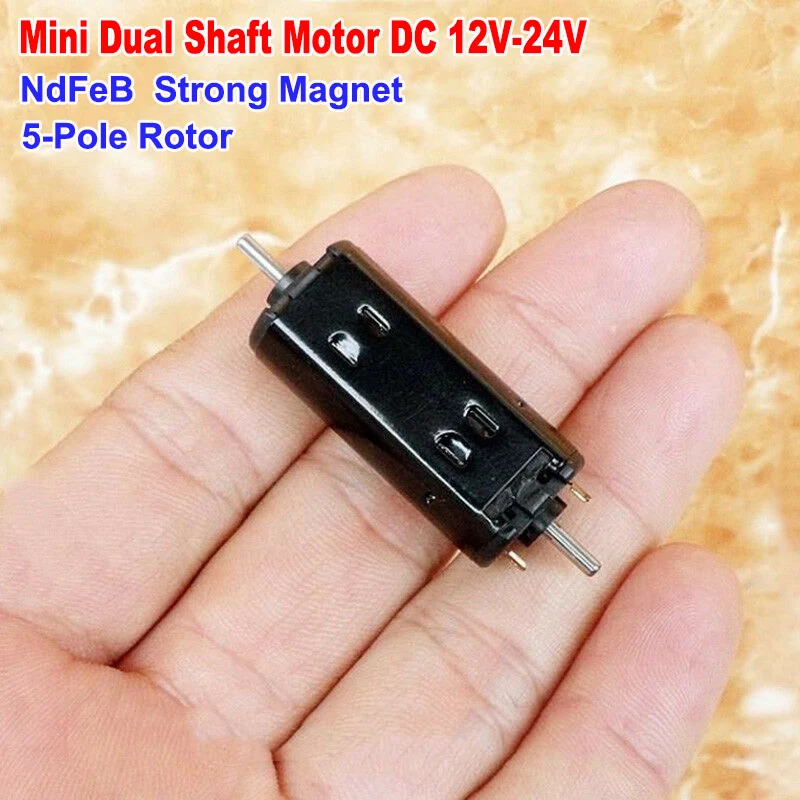 DC 12 V 24 17800 об/мин двойной вал Мини Черный Электрический мотор сильный магнит