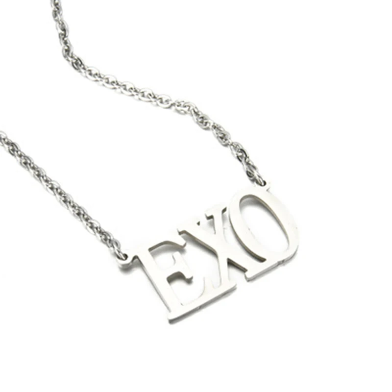 

2019Kpop Simple Fashion English Letters Clavicle Chain Metal Pendant Necklace Unisex Fans Friends Gift Series