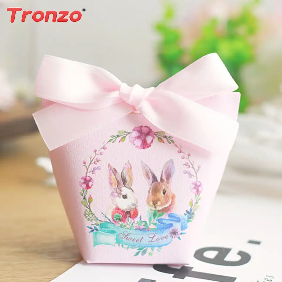 Tronzo Пасхальный кролик подарочная коробка 10 шт упаковка коробка для свадебных подарков милые кролики вечерние бумажные коробки для конфет н...
