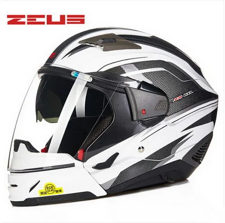 Новинка ZEUS двойной объектив мотоциклетный шлем ABS полное лицо мотоциклетные шлемы четыре сезона многофункциональные шлемы модели ZS-611E - Цвет: White TT13