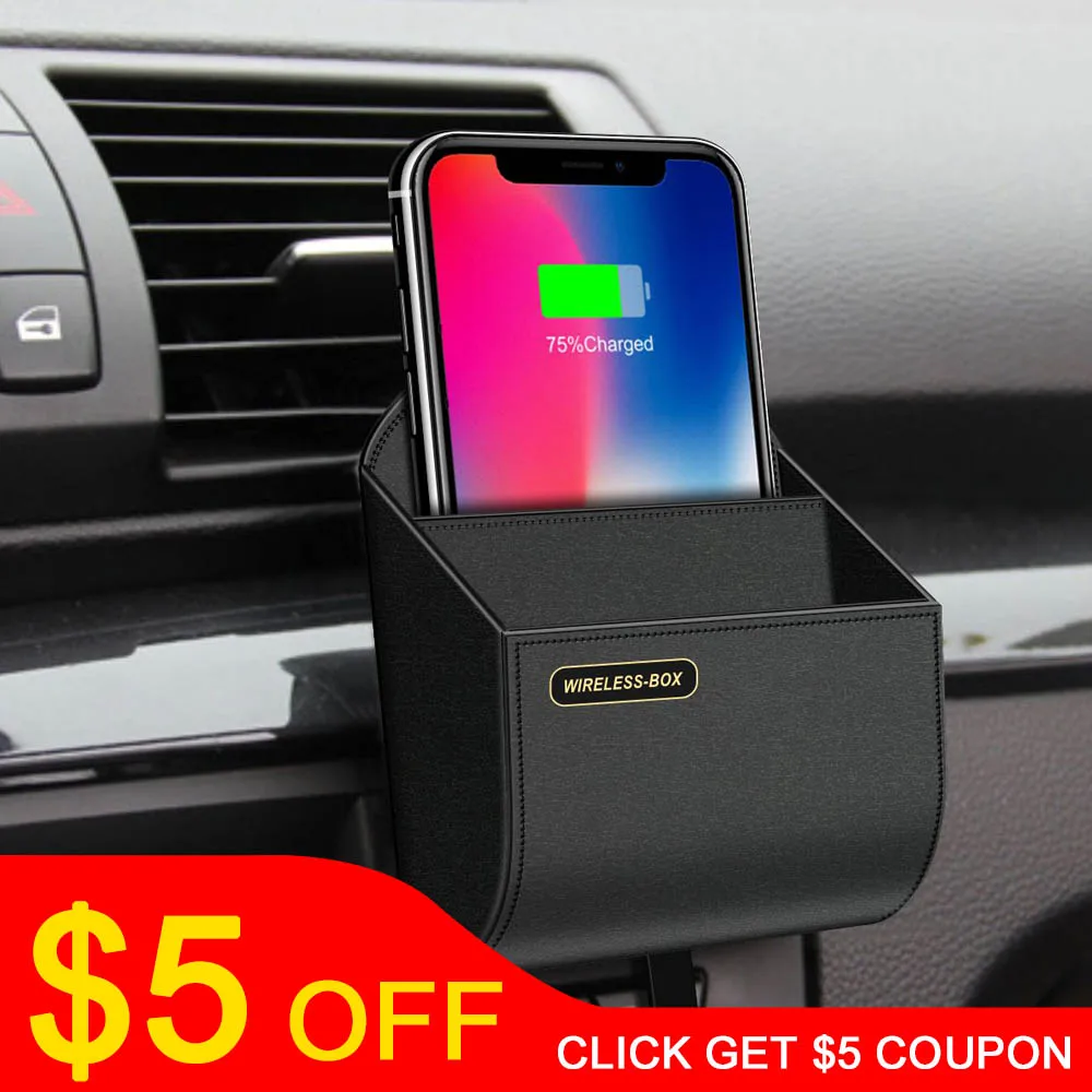 

PORTEFEUILLE Multifunction qi wireless charger for iphone 8 plus X XS portable with car Storage double grid charger for samsung
