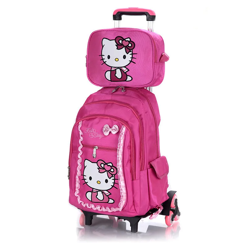 Hello Kitty Trolley School bag For Girls Removable cartoon School