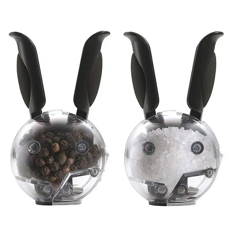 

New Rabbit-Shaped Salt Shaker & Black Pepper Mill Grinder Pots Acrylic Grinder