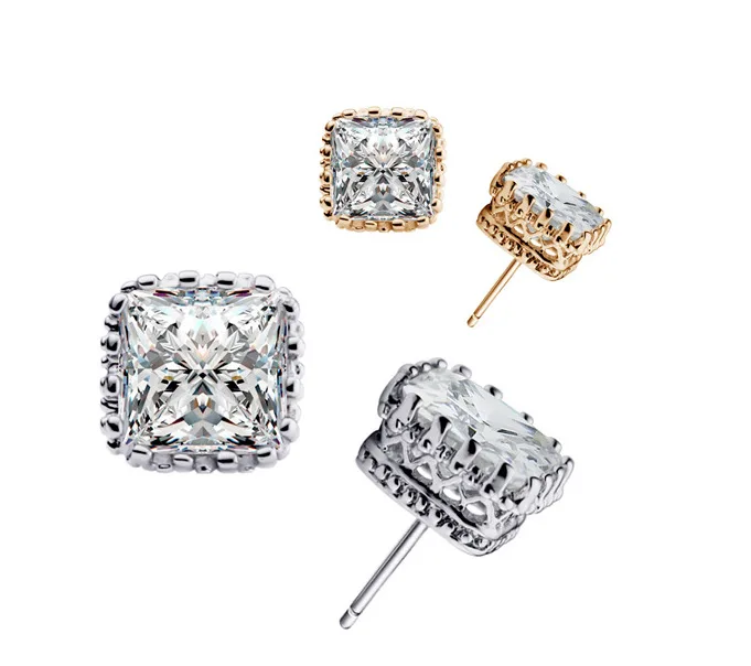 

Brand Design earings Fashion Jewelry Crystal Zircon Stud Earring Square Pendientes Earrings for women Summer Style