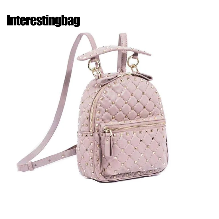 

BagBoy Simple Soft Real Genuine Leather Backpack,Style Fashion Rivet School Bag,Luxury Party Disgner Lady Shoulder Bag For 2018