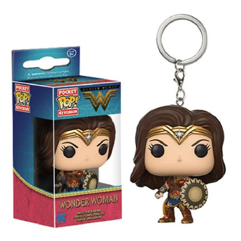 

funko Pop Keychain Official DC Wonder Woman Q Model Bobble Head Collectible Action Figure Toys For Children Christmas Gift