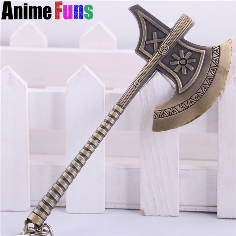 

12cm Game League Of Legends The Berserker Olaf Weapon Keyring LOL Sword Axe Model Pendant Keychain Charm Gift drop-shipping