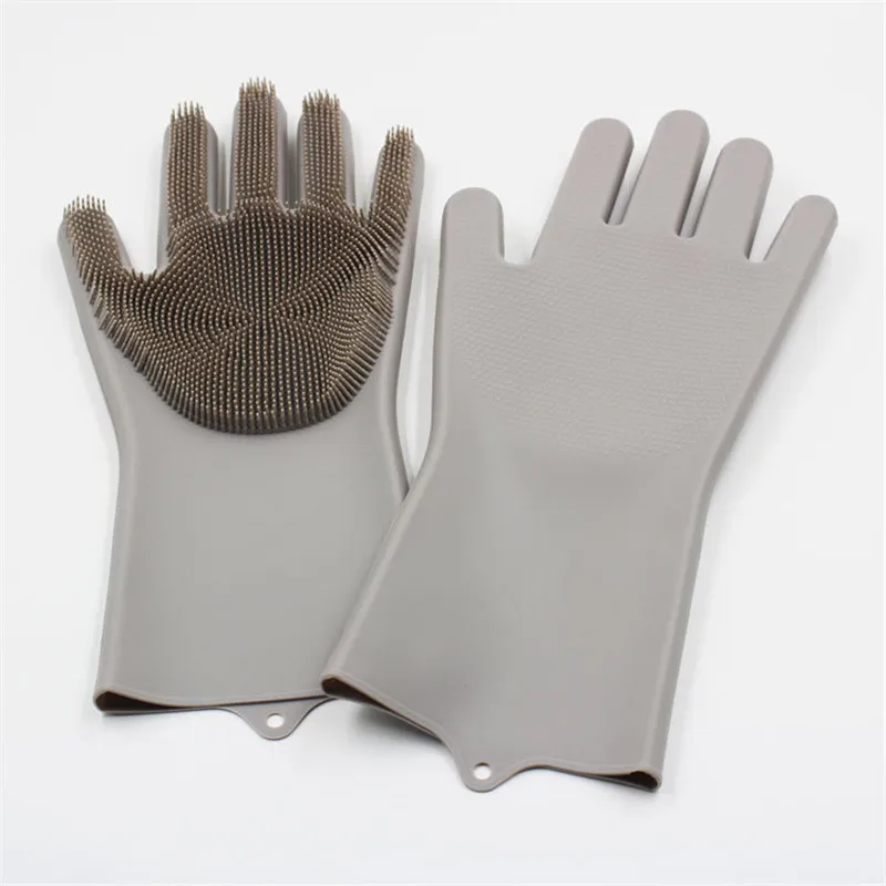 

A Pair Magic Silicone Scrubber Rubber Cleaning Gloves Dusting