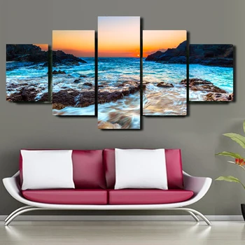 

5 piece Blue Sky And Sea Wave Painting,DIY Diamond Embroidery/Diamond Painting/Diamond Mosaic,full landscape,square rhinestones