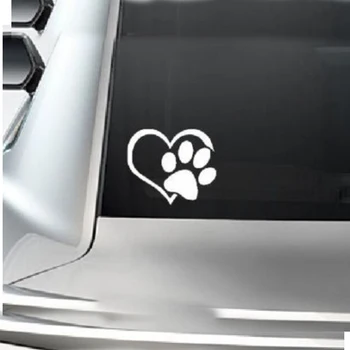 

(100 pieces /lot) Wholesale Paw with Heart Decal Car Window Laptop Vinyl Sticker Pet Love paw Car styling