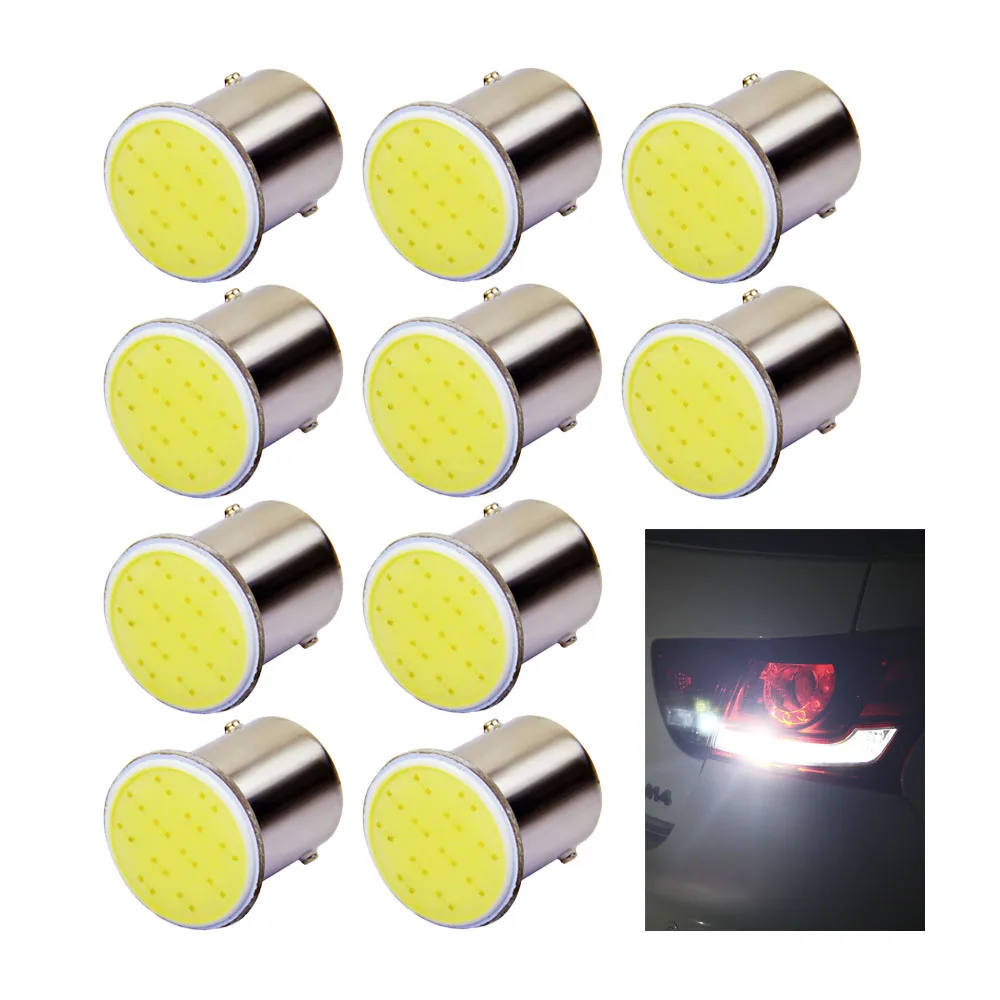 

10x 1156 BA15S 1157 BAY15D cob 12v Rear Turn Signal bulbs Trailer Truck Light parking Auto Car lamp car styling white red yellow