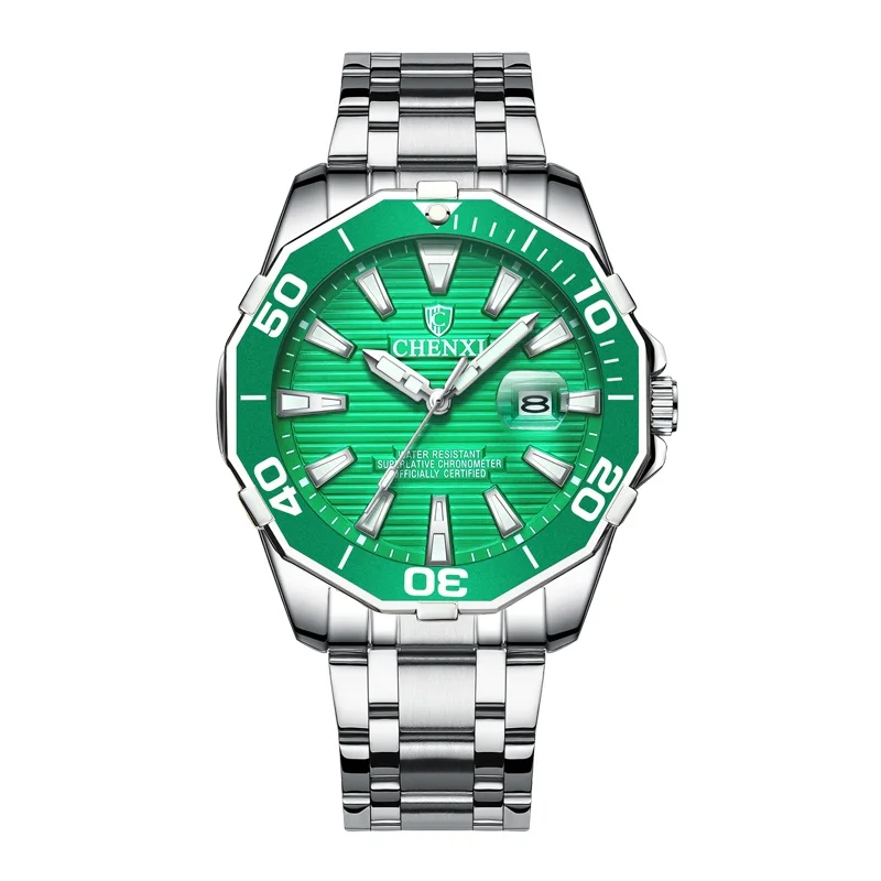 CHENXI мужские брендовые роскошные часы, мужские военные армейские спортивные часы, мужские 3 цвета, Модные Кварцевые водонепроницаемые часы с циферблатом, мужские часы - Цвет: Green Watch