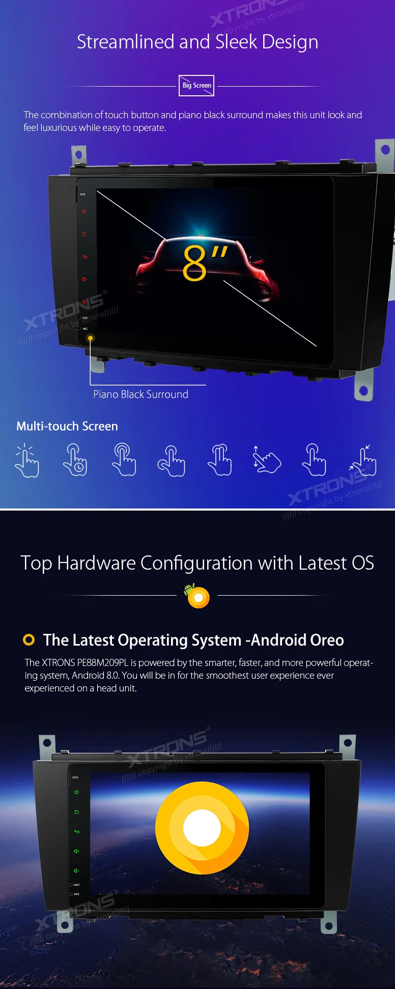 Top XTRONS Android 8.0 Car Stereo Radio Player GPS No DVD for Mercedes Benz W209 2005 2006 W203 C180 C200 C220 C230 C240 C250 C270 4