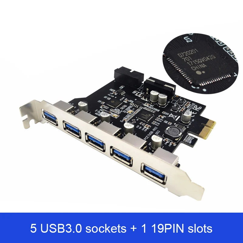 HOT-USB3.0 карты расширения 5 порты + 19Pin слот для компьютера Accsessories Winxp Vista XXM8