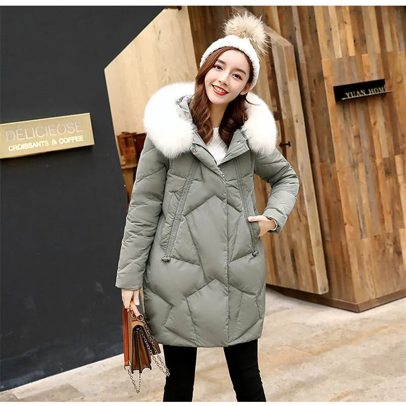 

Cotton Jacket Women Medium Long Parkas 2019 New Winter Thickening Fur Collar Cotton Overcoat Fashion Female Cotton Coats WIN947