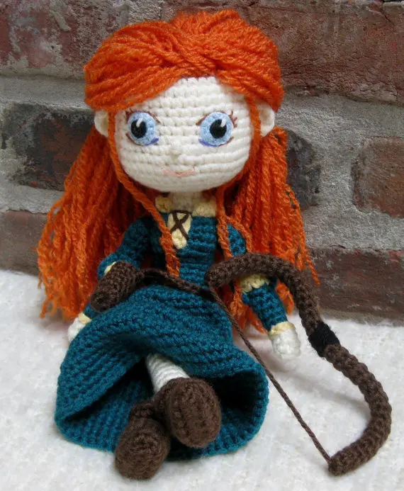 MERIDA    brave  girl  and Coraline - Amigurumi - Crochet Rattle Doll