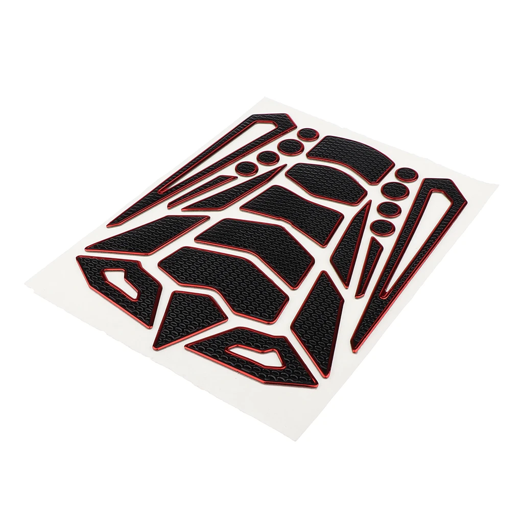 Anti-Slip Tank Pad Knee Protectors Gas Stickers for Motorcycle Red+Black Ensuring Long Service Life Unique Sleek