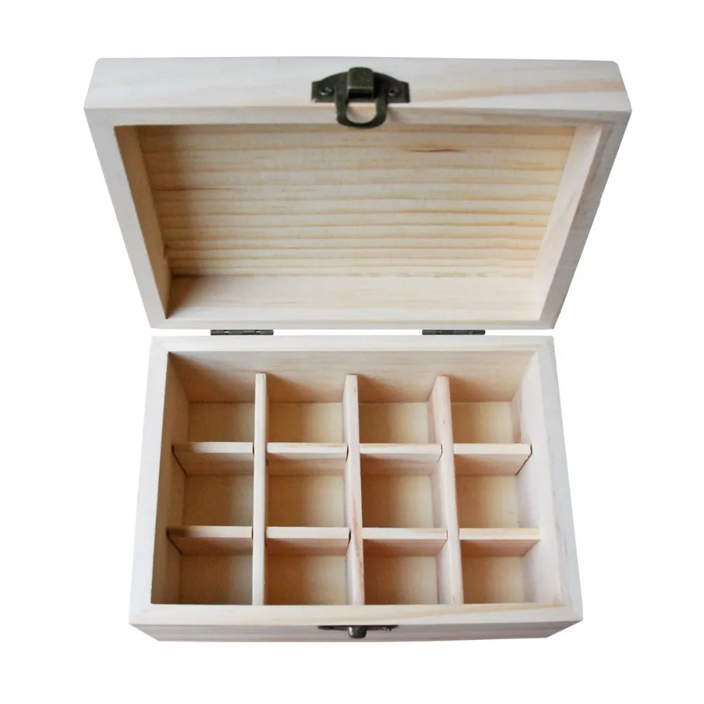 

Wholesale 24 pieces/lot Essential Oil Wooden Storage Box 12 holes 5-10ml bottles handmade Natural pine without paint F007020S24