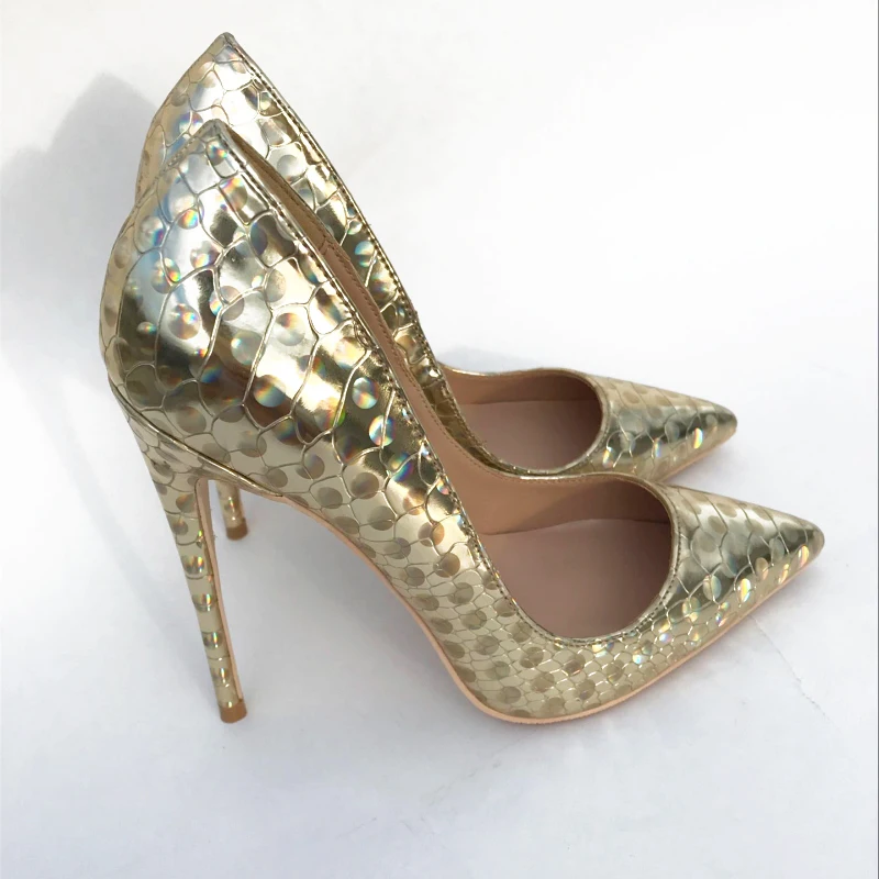 

Europe and America, new golden fantasy, laser circle, high heel shoes, thin and pointed high heels, shallow shoes, big shoes 43.