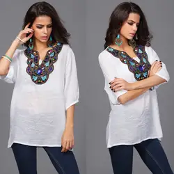 2015 новые модные женские винтажные Цветочные Лоскутные мягкие шифоновые блузки с коротким рукавом летние свободные повседневные рубашки