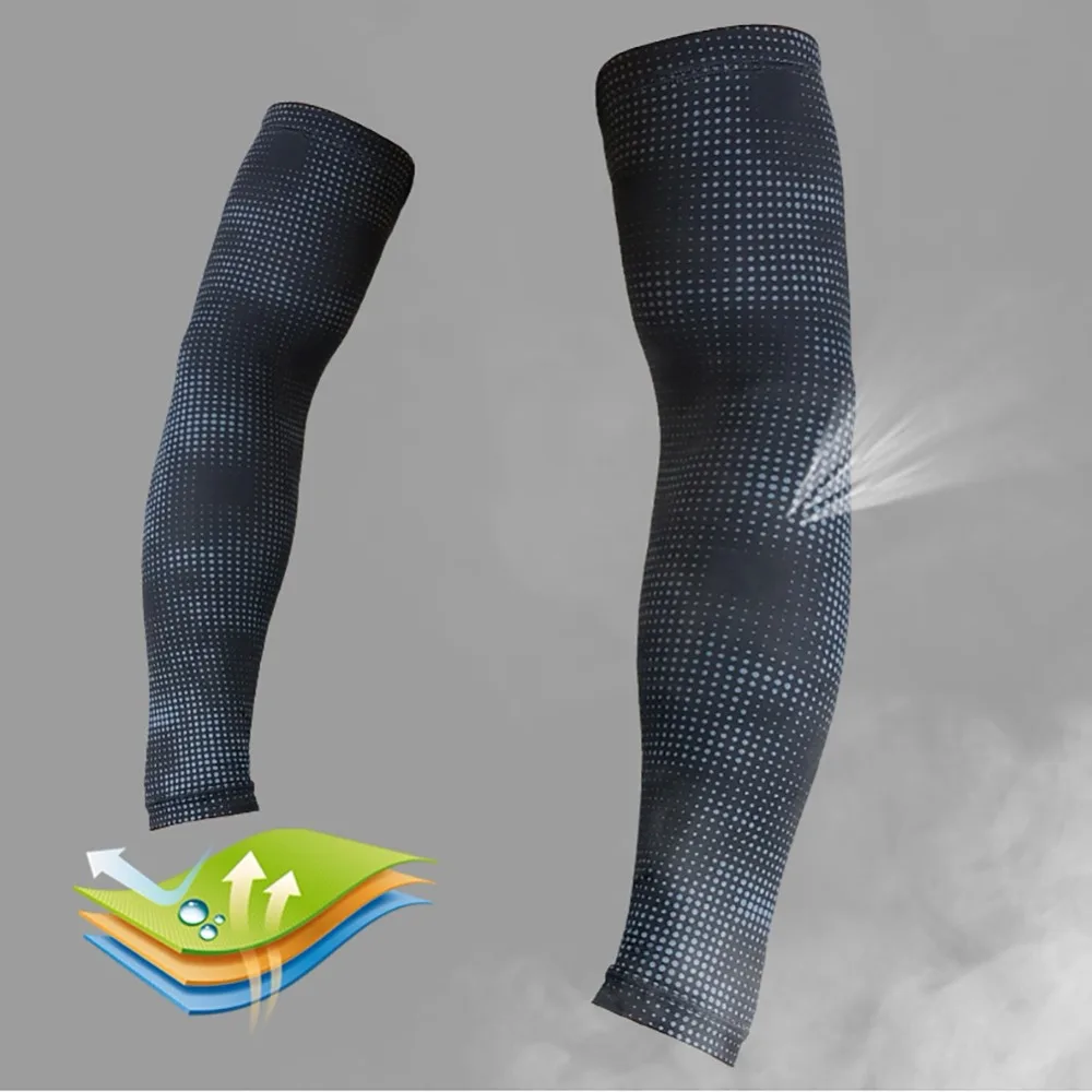 Arm Sleeve1pc длинные налокотники рукав спандекс горошек печатные дышащие противоскользящие влагоотводящие эластичные руки обертывание протектор