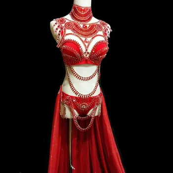 

New Women Sexy Red Rhinestone Sequin Jumpsuit Female Singer DJ DS Dance Stage Costume Bodysuit Nightclub Show Bikini Bra Outfit