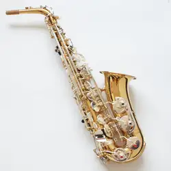 Золотой корпус посеребренный Ключ альт саксофон бемоль Sax латунные Инструменты для студентов с чехлом перчатки, мундштук, Рид, ремешок
