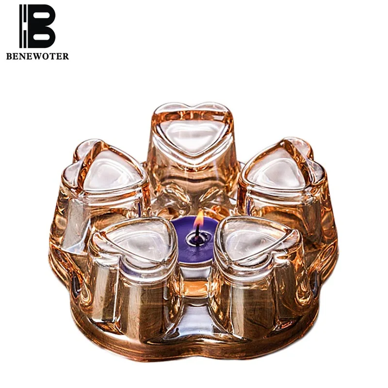 Thicken Heat Resistant Glass Teapot Stove Romantic Heart Shaped Candle