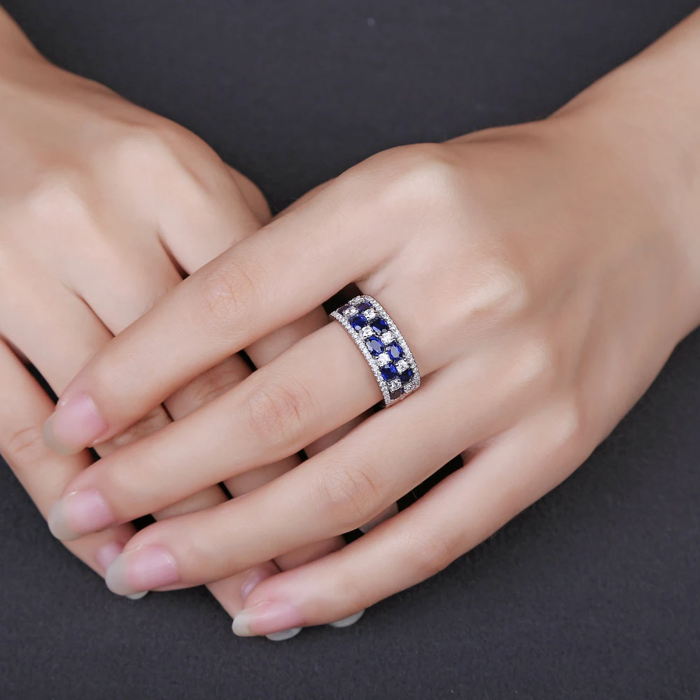 Caimao Jewelry 14k Gold 1.88ct Sapphire & 0.65ct Natural Diamond Engagement Band For Men