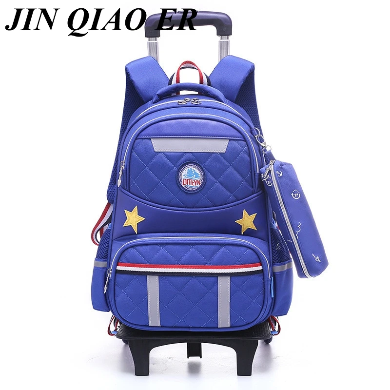 

New Hot Cartoon Removable Multifunction Children School Bags With 2/6 Wheels Waterproof Backpacks Boys Trolley Schoolbag as Gift