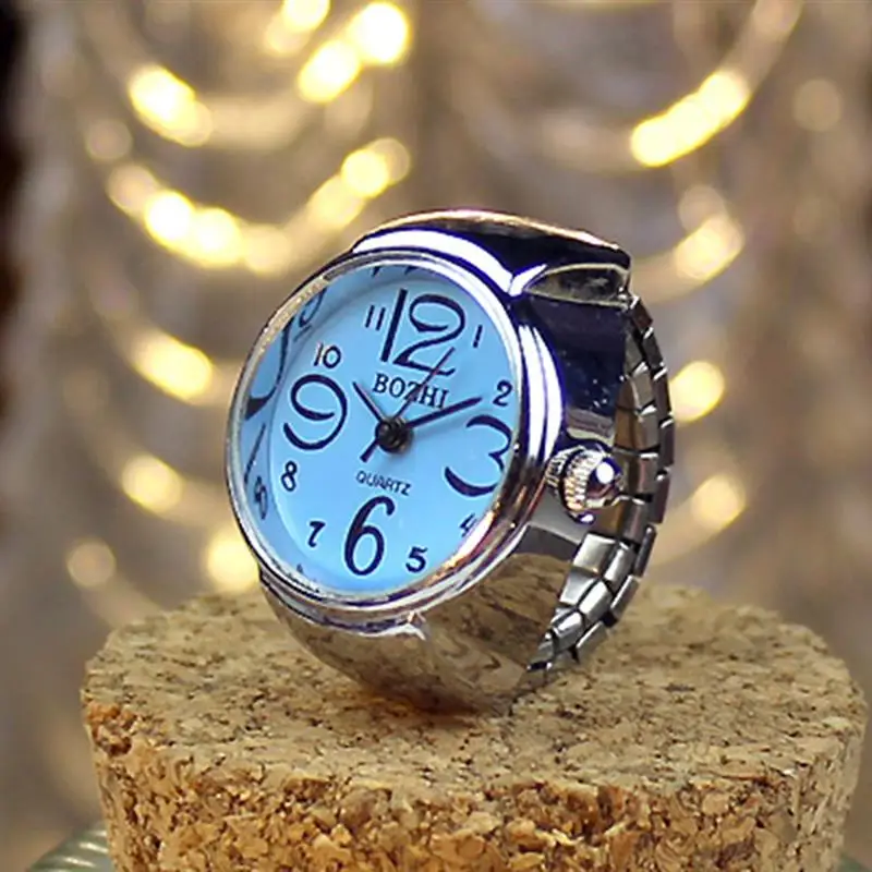 Горячие персонализированные унисекс пара кольцо часы креативные эластичные из нержавеющей стали палец часы