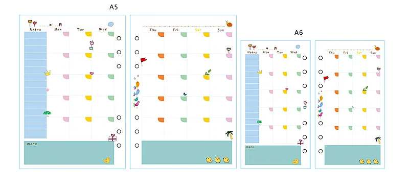 Милый сменный внутренний бумажный сердечник с 6 отверстиями для записной книжки на спирали: Ежедневный Еженедельный ежемесячный планировщик с сеткой и точками, канцелярские принадлежности A5 A6