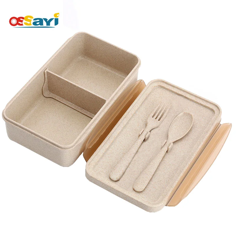 

Leakproof Lunch Box Microwave Bento Box Quality Health Student Portable Food Storage Wheat Straw Lunch Box With Spoons Forks