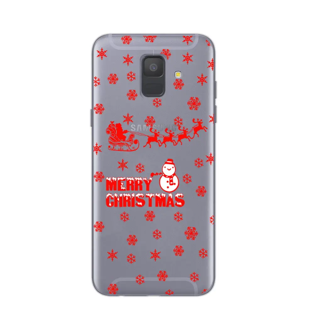 Santa Claus Reindeer Christmas Soft Case Cover For Samsung A6 J4 J6 2018 J3 J5 J7 A5 2017 A6 Plus J2 Prime Ultra Thin Slim Coque (8)
