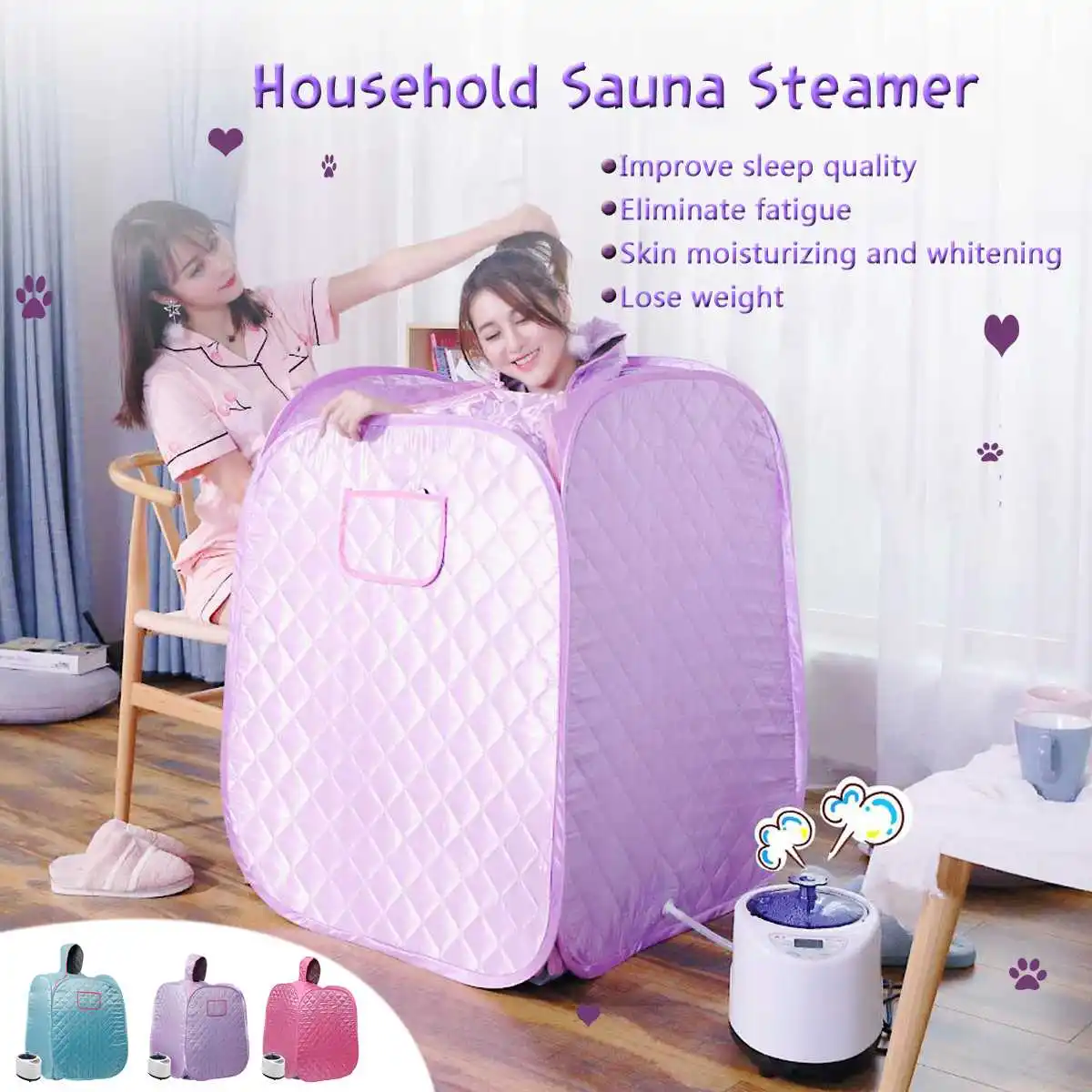 

Household Steam Sauna Steaming Room for Double User Intelligen Remote Control Collapsible With Steaming Machine Chair