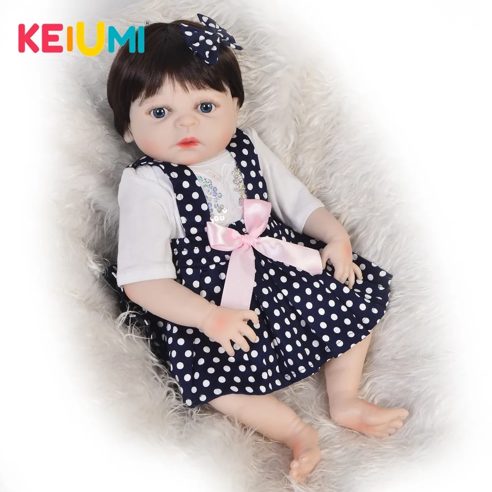

New Design 19'' Reborn Baby Dolls Full Silicone Vinyl Body True To Life Reborn Girl Boneca 48 cm Alive Princess For Kids Partner