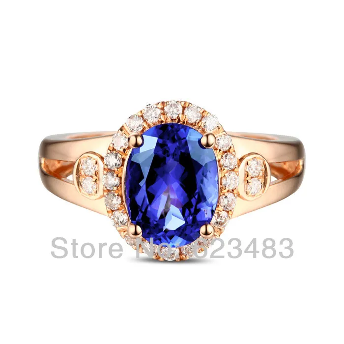

STUNNING SOLID 14kt ROSE GOLD VIOLET BLUE TANZANITE . ENGAGEMENT RING