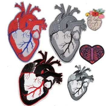 

1Pcs New Human Anatomical Heart Skeleton Details Patch Biker Rock Iron On Peace Love Back Patches Creative Badges Biker Parches
