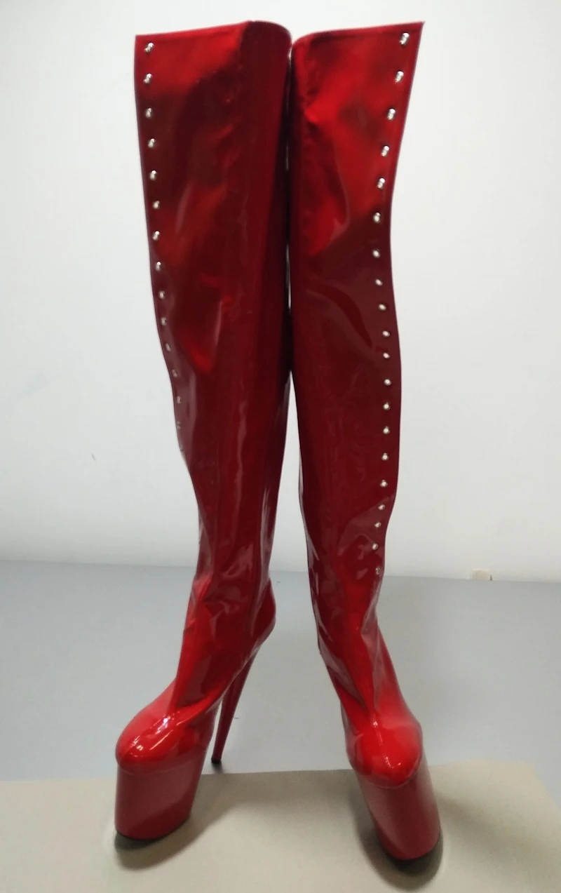 LAIJIANJINXIA/красная обувь с боковой шнуровкой, большой размер 46, женские сексуальные фетиш Сапоги выше колена, высокие сапоги до бедра, женские сапоги на платформе
