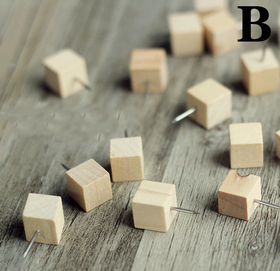 Wood Push Pins Wooden Thumb Tacks with Organizing Container Craft