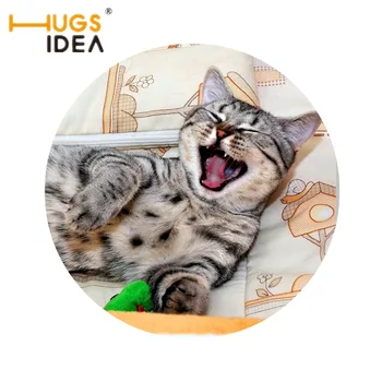 

HUGSIDEA Funny 3D Cat Printing Area Rugs for Bedroom Bathroom Living Room Non-slip Thin Round Carpet Tapis Floor Carpet 60*60 CM
