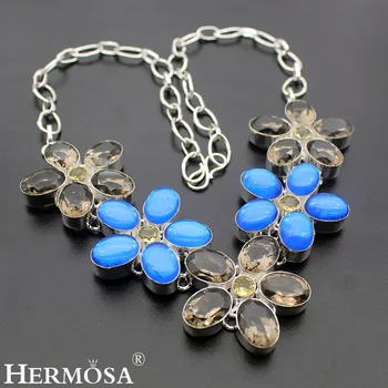 

HERMOSA Jewelry Unique EYE-CATCHING IOLITE CUT 925 Sterling Silver Women Necklace 18 inches HM160
