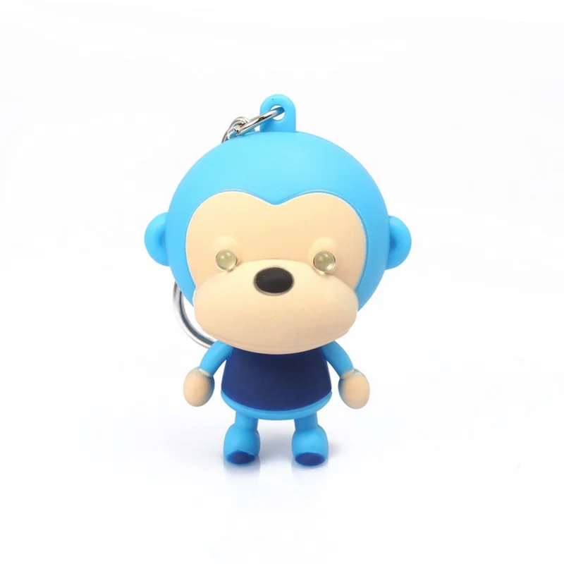 DHL FREE 100PCS Big Face Cute Monkeys LED keychain flashlight keychain
