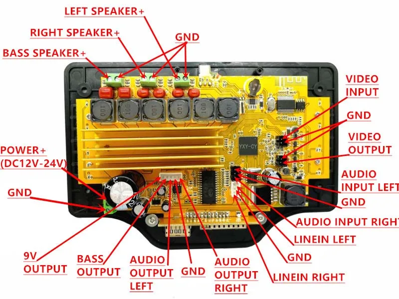 4,3 дюймов декодер LCD 2,1 сабвуфер Bluetooth динамик усилитель Auido плата Bluetooth приемник MP4 MP5 50 Вт* 2+ 100 Вт DC12V 24 В