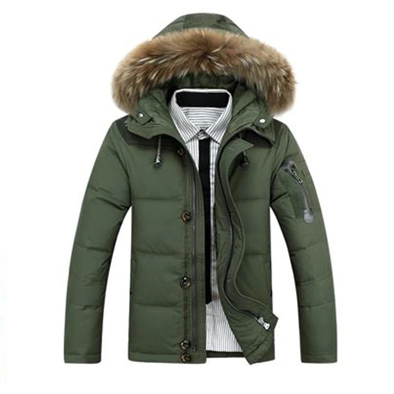 b Hot Sale 2018 New Men down jacket Winter Thick Warm Fashion Patchwork Men's Coat Hooded Men White duck Coat  